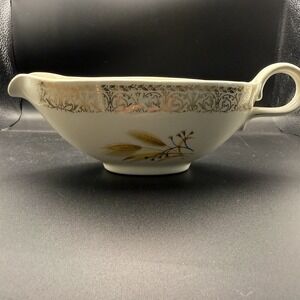 Vintage Century Service Autumn Gold Wheat Gravy Boat Filigree Lace Border MCM